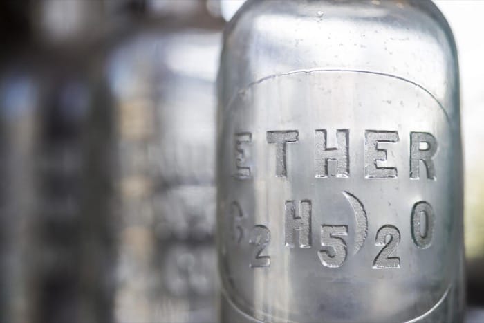 Anesthetic ether used for 1st time by American dentist Dr William Morton who extracts a tooth