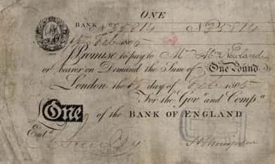 The First £1 Note Issued by the Bank of England